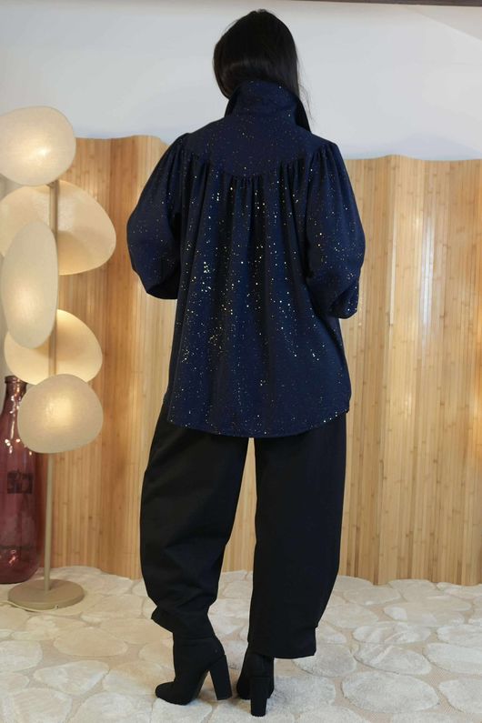 Suki Night Sky Peasant Blouse Navy